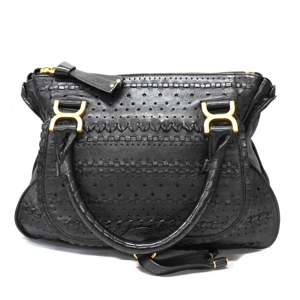 Chloe Marcie shoulder bag black distinct perforated